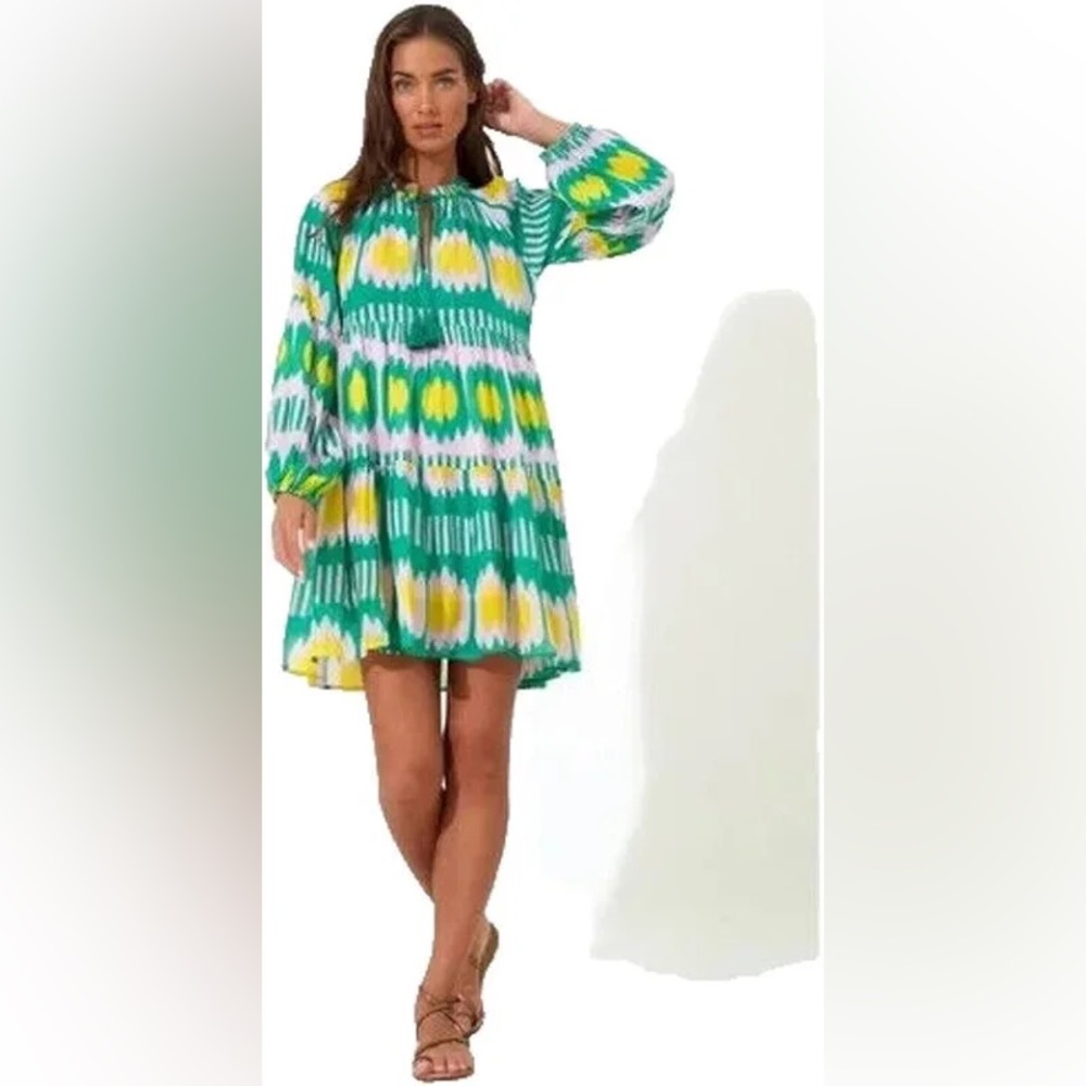 [NWT] $268 OLIPHANT Balloon Sleeve Mini Dress silk-cotton blend. Size XS